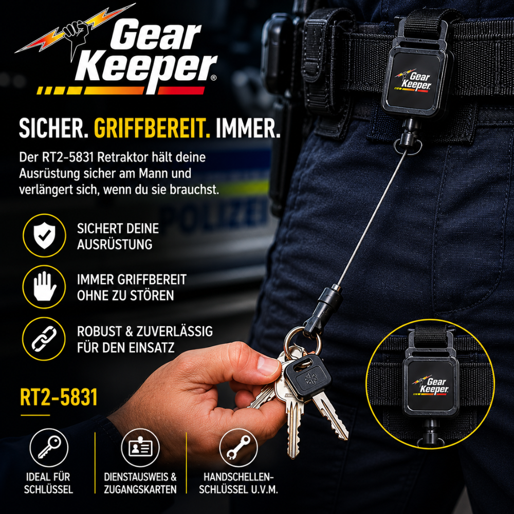 GEAR KEEPER RT2-5831 | Handfesselschlüssel-Retraktor mit Stahlseil