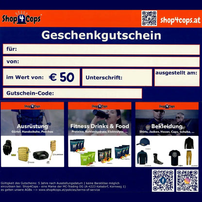 Shop4Cops® Geschenkgutschein - AUSGEDRUCKT