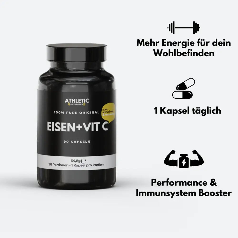 ATHLETIC SUPPLEMENTS Eisen + Vitamin C Kapseln Pure