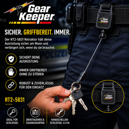 GEAR KEEPER RT2-5831 | Handfesselschlüssel-Retraktor mit Stahlseil