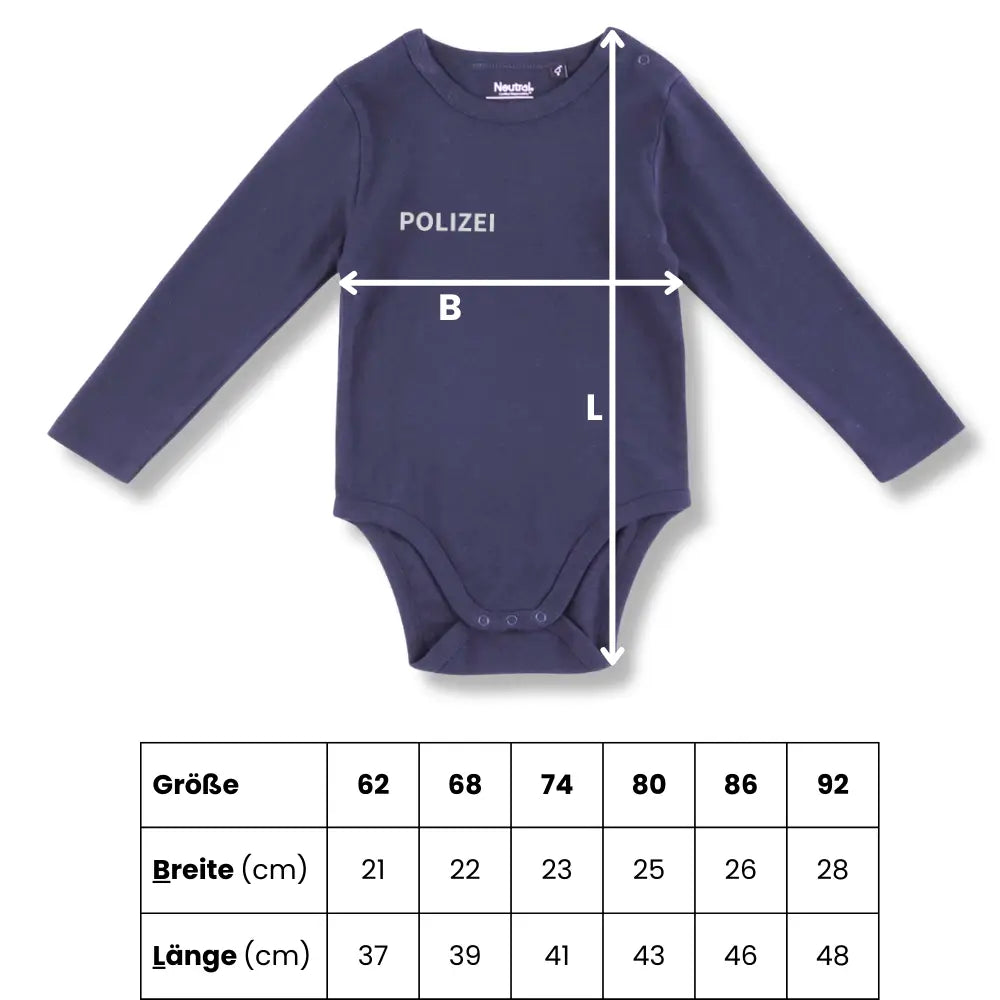 BabyBody langarm - POLIZEI (silber)