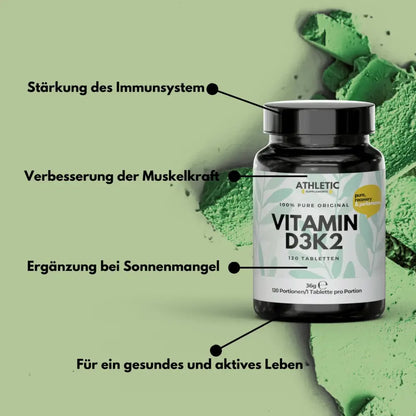ATHLETIC SUPPLEMENTS Vitamin D3 K2 Tabletten Pure